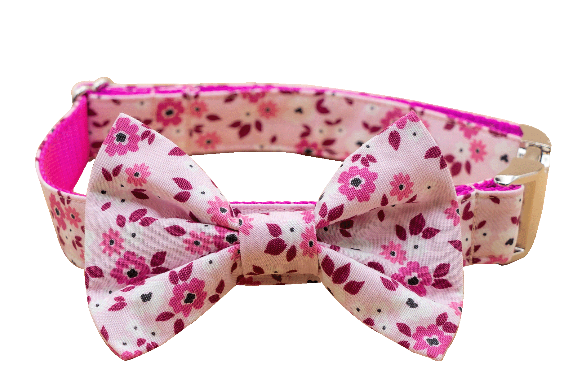 Fuschia Flower Bowtie Collar
