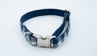 NAVY GINGHAM - COLLAR