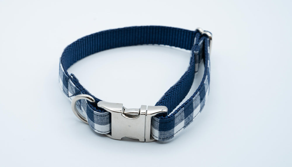 NAVY GINGHAM - COLLAR