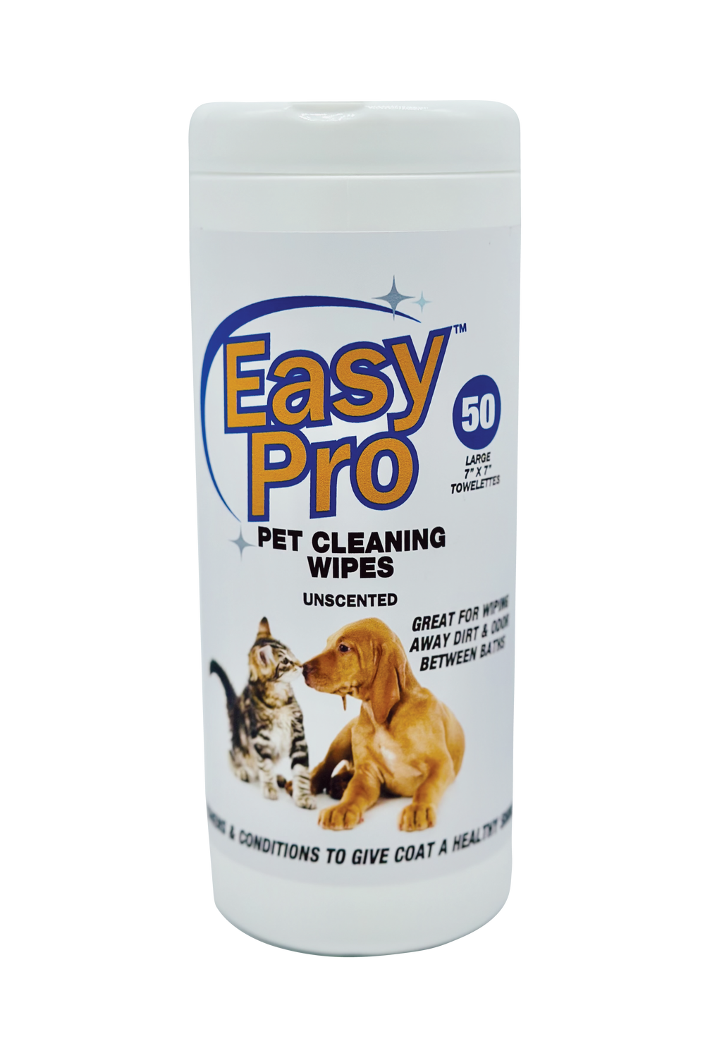 Easy Pro Pet Cleaning Wipes - Unscented - 50ct, 8 canister per case