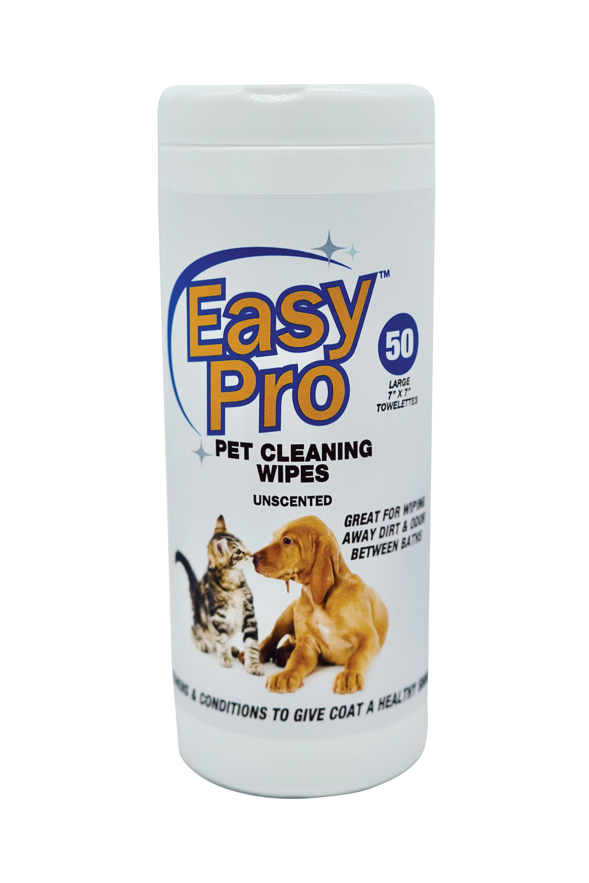 Easy Pro Pet Cleaning Wipes - Unscented - 50ct, 8 canister per case