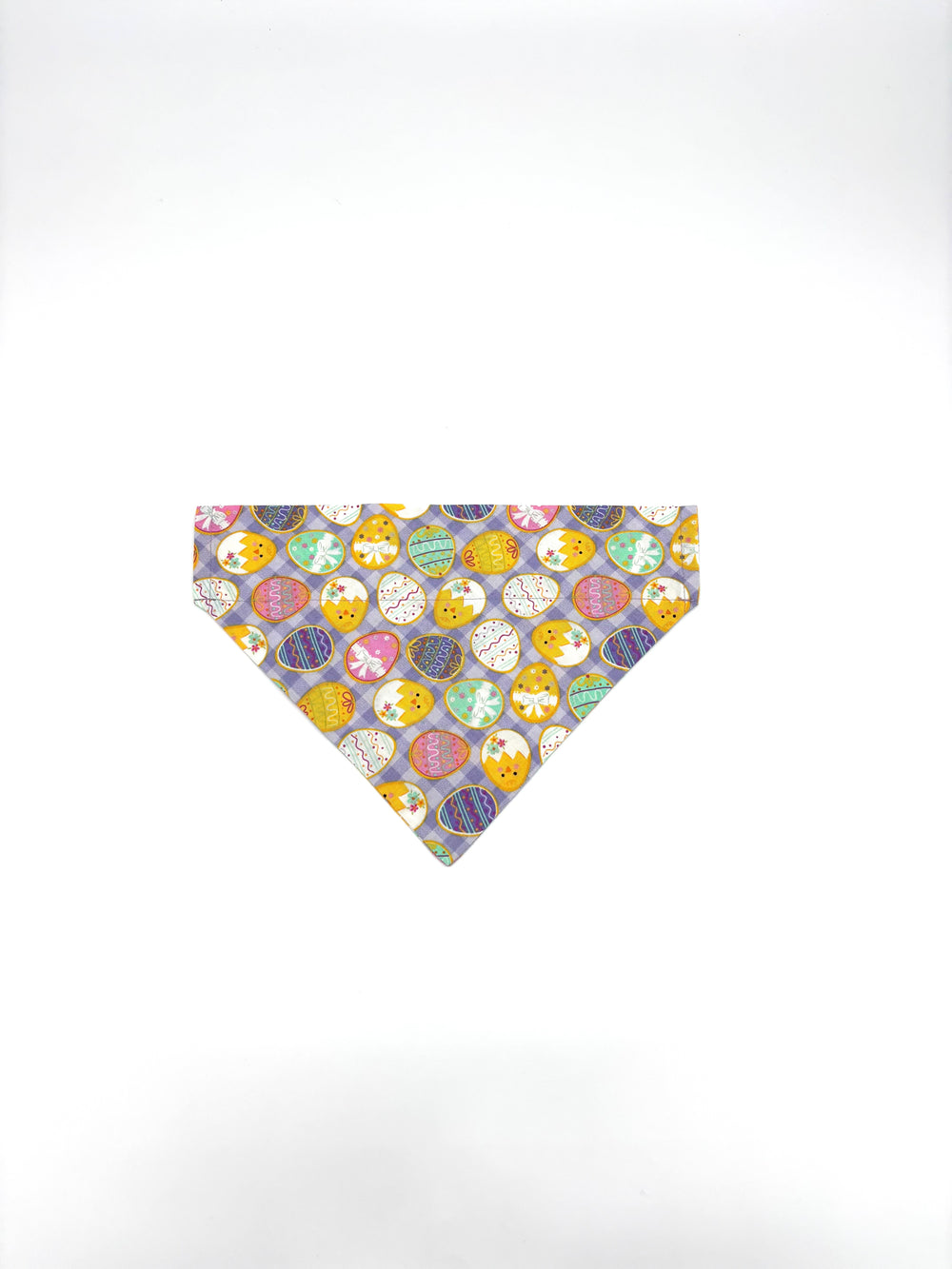 Easter Eggs on Purple Gingham Slip Over Collar Bandana