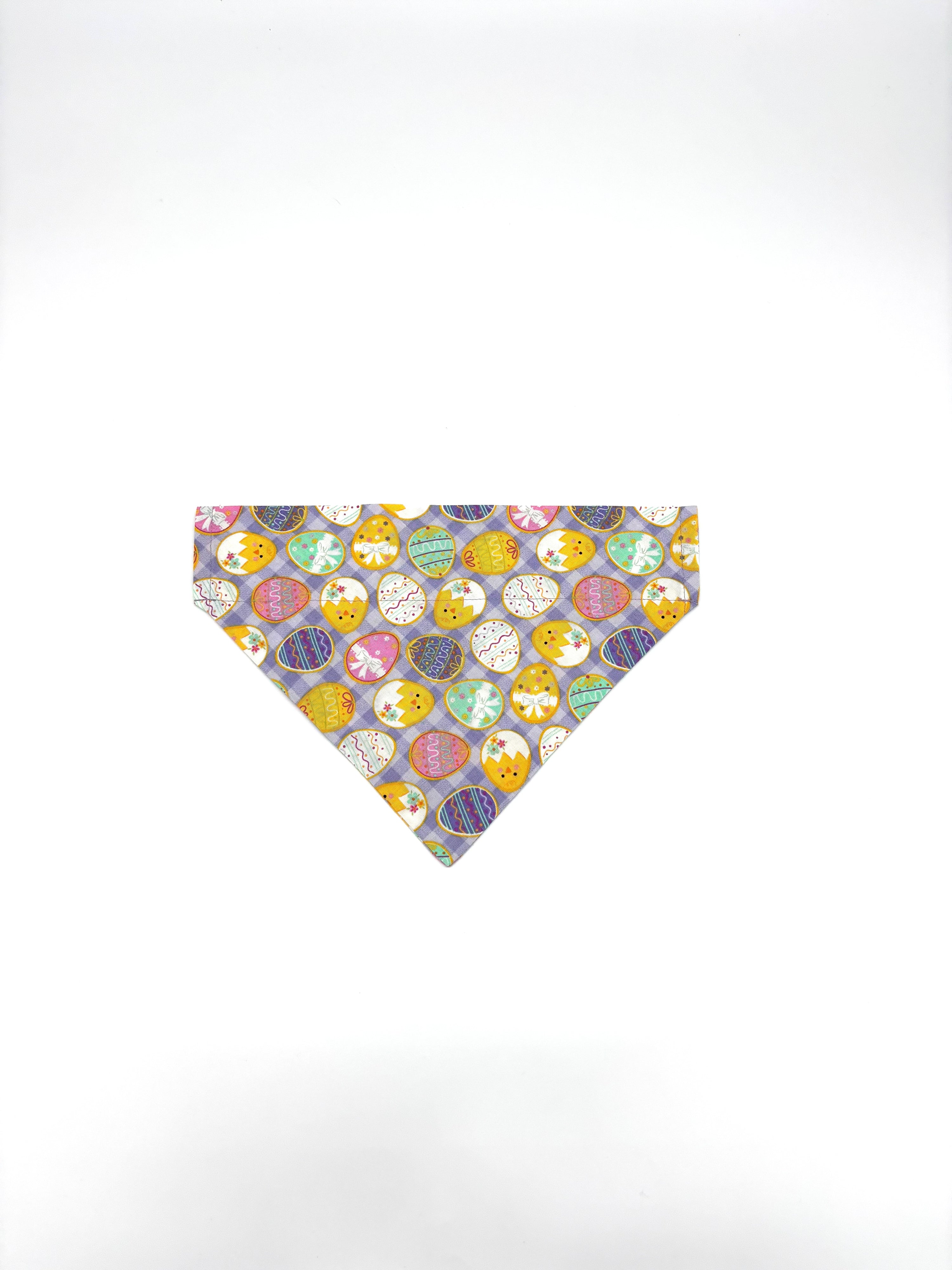 Easter Eggs on Purple Gingham Slip Over Collar Bandana