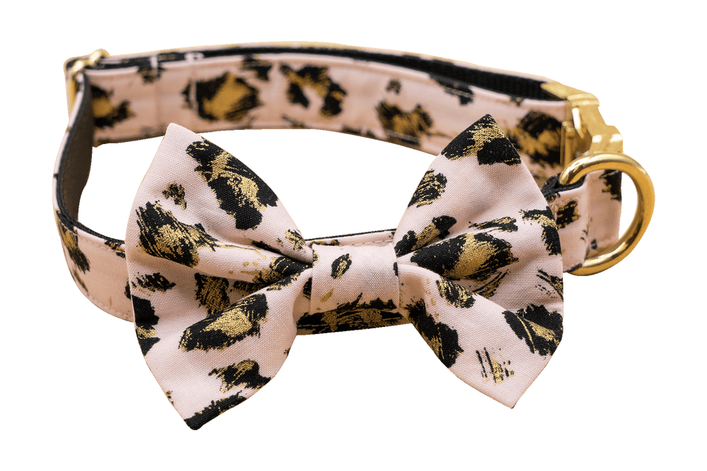 Pink Leopard Bowtie Collar