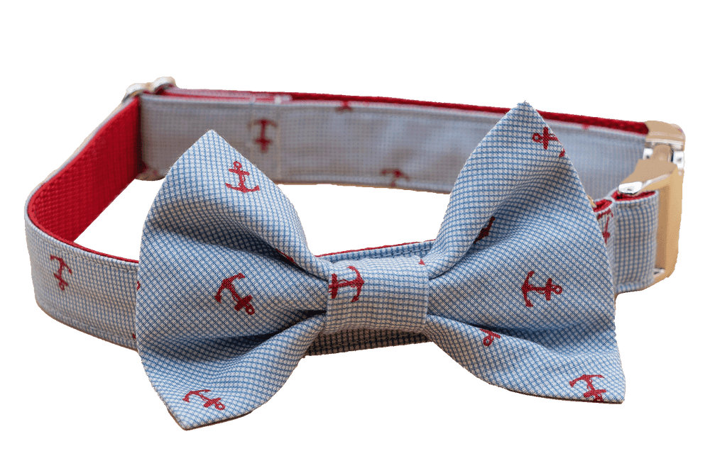 Red Anchors Bowtie Collar