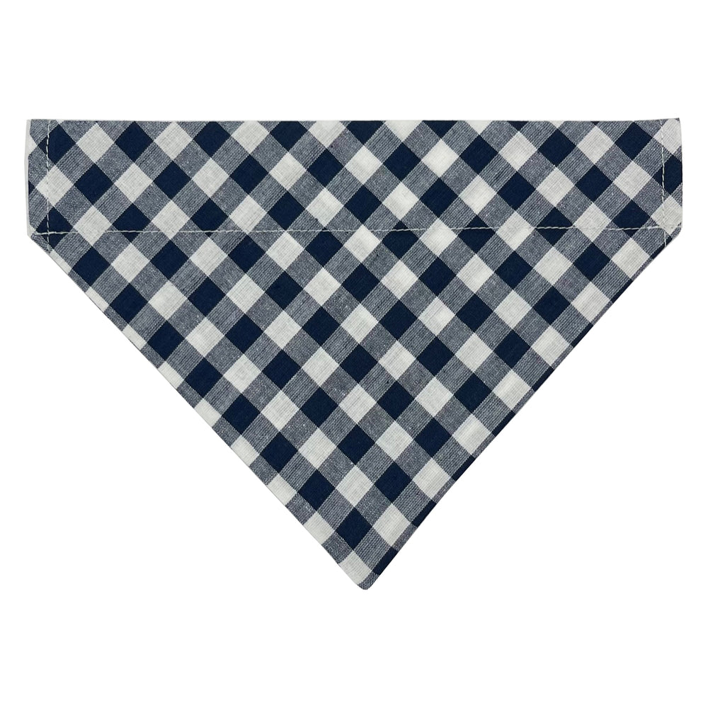 Navy Blue Gingham Slip Over Collar Bandana